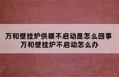 万和壁挂炉供暖不启动是怎么回事 万和壁挂炉不启动怎么办